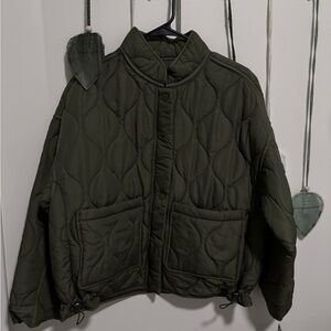 Lucky Brand Dark Green Quilted Utility Jacket